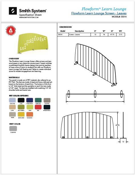 Smith System Flowform Learn Lounge & FlexScreen Leaves cover