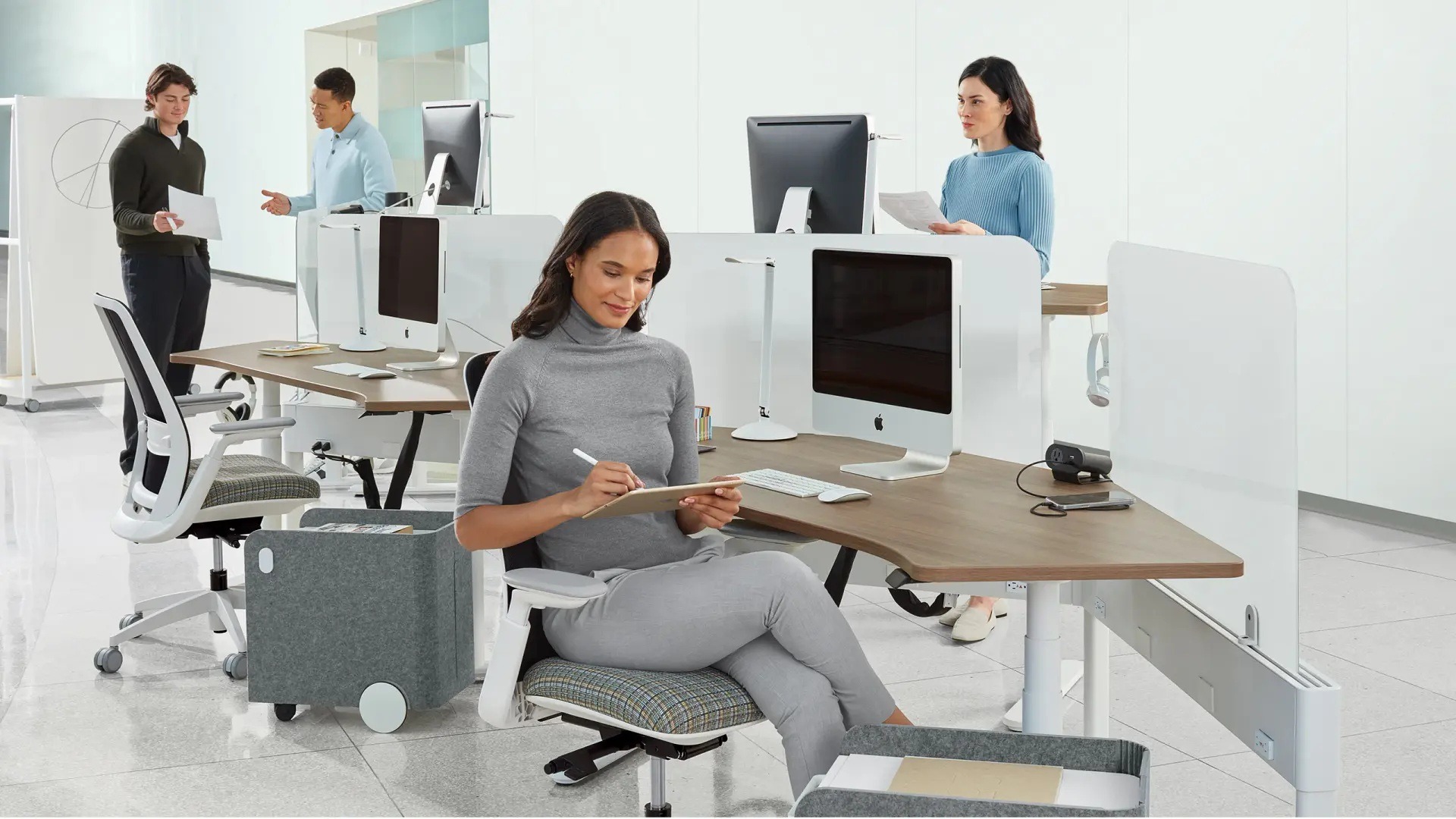 Open workplace with shared team resources